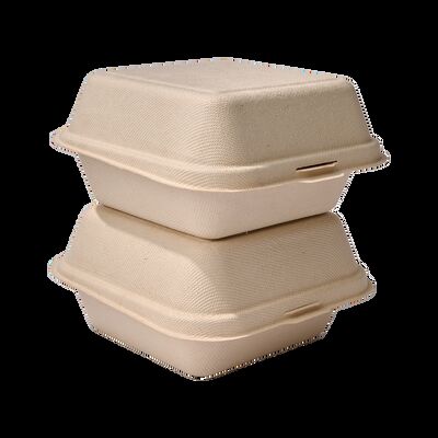Custom Environmental-Friendly Disposable Biodegradable Sugarcane Fiber Clamshell Container Lid Takeaway Lunch Box