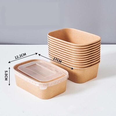 Custom Food Grade Kraft Paper Salad Bowl with Plastic Lid