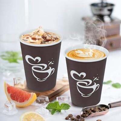 Custom Printed Degradable Wholesale 10 12oz Disposable Double Wall Hot Coffee Paper Cup