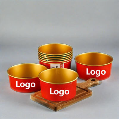 Custom High Quality Gold Foil Silver Foil Paper Salad Bowl Paper Disposable Soup Cups Takeout Food Lunch Box Noodles Paper Containers