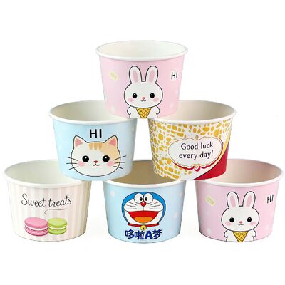 Custom Wholesale Ice cream Cups Bowls Packages Ice Cream Packaging Containers Paper Cup