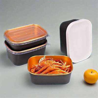 Custom High Quality Gold Foil Silver Foil Paper Salad Box Paper Disposable