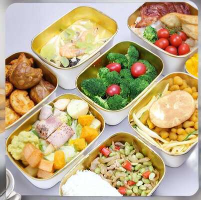 Custom High Quality Gold Foil Silver Foil Paper Salad Box Paper Disposable