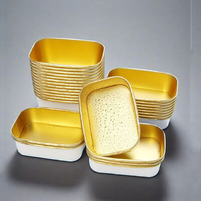 Custom High Quality Gold Foil Silver Foil Paper Salad Box Paper Disposable