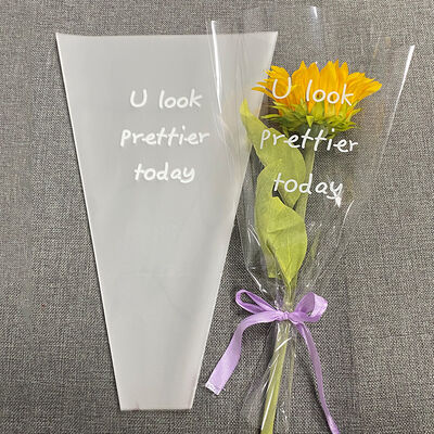 Custom Logo Printed Flower Wrapping Paper Bags Floral Wrapping Clear Flower Sleeves for Floral Bouquets Packaging