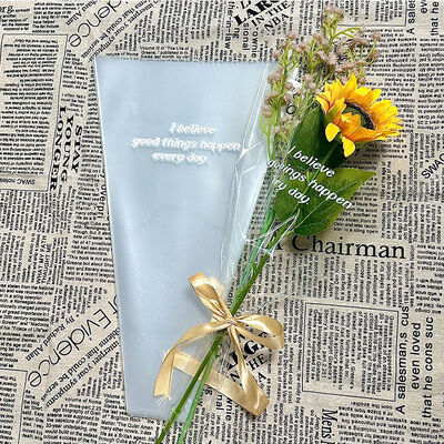 Custom Logo Printed Flower Wrapping Paper Bags Floral Wrapping Clear Flower Sleeves for Floral Bouquets Packaging