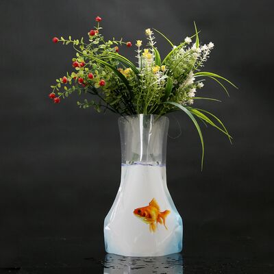 Customizable foldable plastic vase bag for flowers
