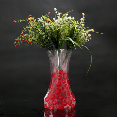 Customizable foldable plastic vase bag for flowers