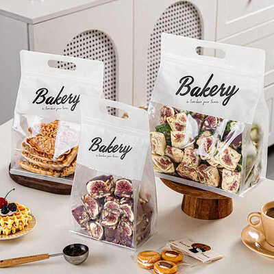 Custom  Ziplock Plastic Bread Bag Handle For Food Packaging