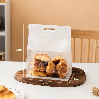 Custom  Ziplock Plastic Bread Bag Handle For Food Packaging