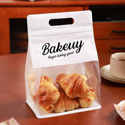 Custom  Ziplock Plastic Bread Bag Handle For Food Packaging