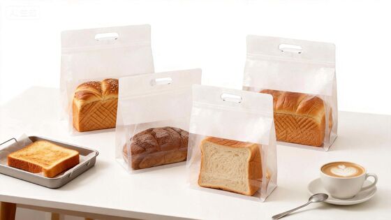 Custom  Ziplock Plastic Bread Bag Handle For Food Packaging