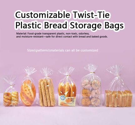 Custom Twist-Tie Plastic Bread Bags For Food Packaging