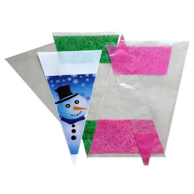Customizable Clear Cellophane Plastic Popcorn Bag Cone Cellophane Bag For Food Packaging