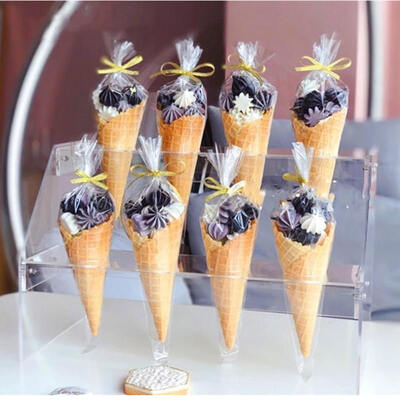 Customizable Clear Cellophane Plastic Popcorn Bag Cone Cellophane Bag For Food Packaging