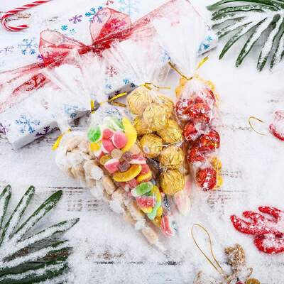 Customizable Clear Cellophane Plastic Popcorn Bag Cone Cellophane Bag For Food Packaging