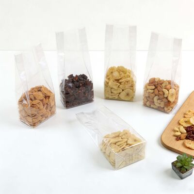 Customizable Clear transparent square bottom Bag For Food Packaging