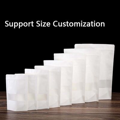 Customizable White Matte Stand-up Pouches With Window For Food Packaging