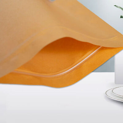 Customizable Stand up Pouch With Window  Kraft Paper Food Packaging Bag Ziplock Bag