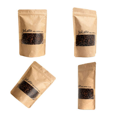 Customizable Stand up Pouch With Window  Kraft Paper Food Packaging Bag Ziplock Bag