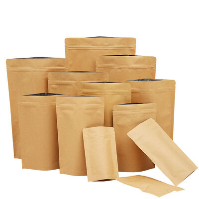 Customizable   Kraft Paper Aluminum Foil FilmStand-up Pouches For Food Packaging