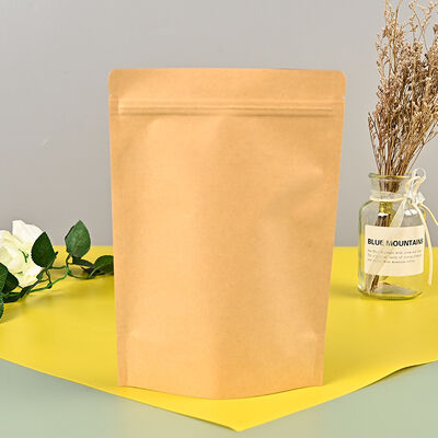 Customizable Kraft Paper Stand-up Pouches  With Lock For Food Packaging