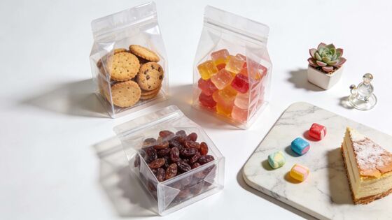 Customizable Clear transparent square bottom Bag For Food Packaging
