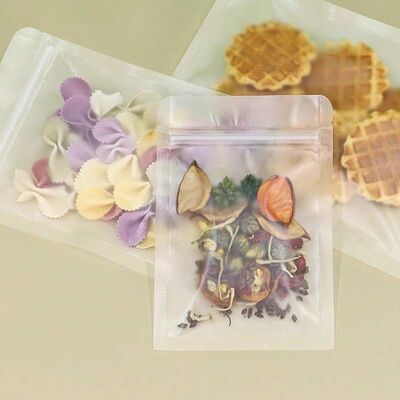 Customizable Food-Grade Transparent/Frosted Flat Satchel Self-Sealing  Plastic Bags  For Food Packaging