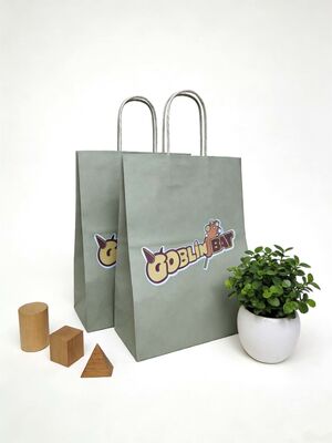 Customized Disposable Kraft Paper Twisted  Handle Bag Printing MOQ 50000 Pieces Take Away Bag
