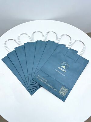 Customized Kraft Paper Twisted  Handle Bag Printing Take Away Bag