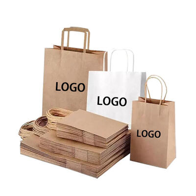 Customizable Eco-Friendly Recyclable Biodegradable Thick Brown Twisted Handle Kraft Paper Bags Logo for Promotion Gift Shopping
