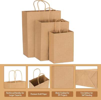 Customizable Eco-Friendly Recyclable Biodegradable Thick Brown Twisted Handle Kraft Paper Bags Logo for Promotion Gift Shopping