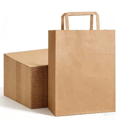 Custom Disposable Kraft Paper Twisted  Handle  Bag Printing MOQ 50000 Pieces