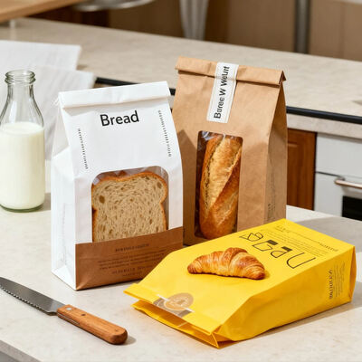 Custom Clear Window SOS Kraft Paper Bag Tear Resistant for Bakery Bread Food