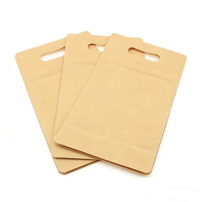 Custom Printed Brown Kraft Paper Stand Up Pouch with Zip + Aluminum Foil Liner - Food Grade for Coffee Beans/Tea/Whey Protein Powder