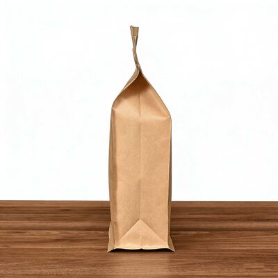 Custom Printed Brown Kraft Paper Stand Up Pouch with Zip + Aluminum Foil Liner - Food Grade for Coffee Beans/Tea/Whey Protein Powder