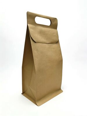 Custom  Kraft Paper Self-Adhesive Bags with Aluminum Foil Liner+Handle-Reusable Stand-Up Pouches Waterproof Tear-Resistant for Packaging