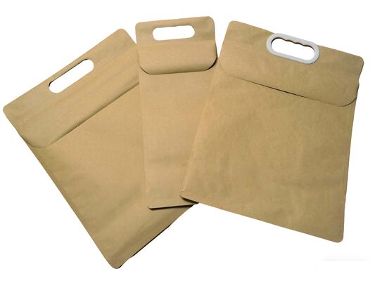 Custom  Kraft Paper Self-Adhesive Bags with Aluminum Foil Liner+Handle-Reusable Stand-Up Pouches Waterproof Tear-Resistant for Packaging