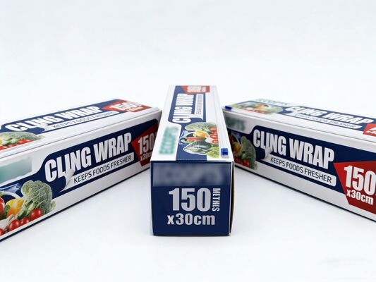 100% Safe PE Cling Film With Cutter Box for Food Wrap Fruits and Vegetables Packaging Made in CHina