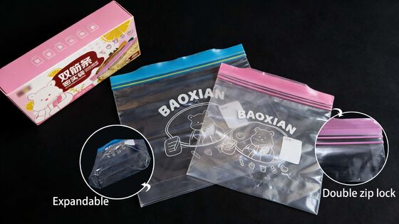 PE Food Grade Double Zip Lock Custom Printed Large Plastic Ziplock For Fruits and VegetablesStorage Waterproof