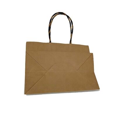 Customized Disposable Kraft Paper Handle Bag Printing  Take Away Bag Shopping Bags