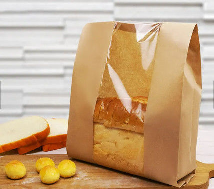 Customized Bread Packaging Paper Bags Leakproof Large Brown Paper Plastic Bread Bags