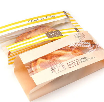Custom Kraft  Plastic Bread Bags Heat Sealable Homemade Bread In Paper Bag