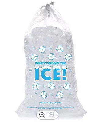 Drawstring Clear Plastic Ice Bags Waterproof For Ice Cube Delivery