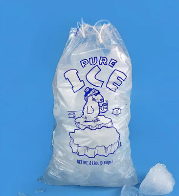 Customized Ice Pack Plastic Bag Recyclable Drawstring Plastic Ice Bags