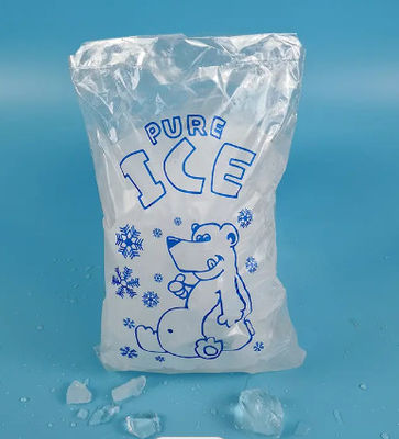 Poly Disposable Ice Cube Plastic Bags Drawstring Gravure Printing