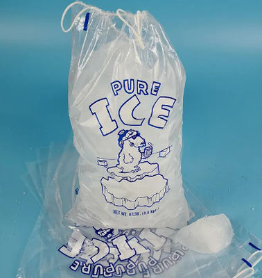 Customized Ice Pack Plastic Bag Recyclable Drawstring Plastic Ice Bags