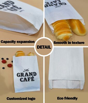 Customized Flat Satchel Kraft Paper Bag Use For Bakery Bread Food Bag