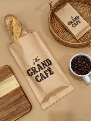 Customized Flat Satchel Kraft Paper Bag Use For Bakery Bread Food Bag