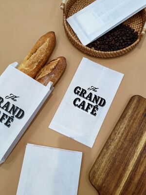 Customized Flat Satchel Kraft Paper Bag Use For Bakery Bread Food Bag